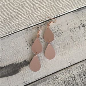 Genuine Leather Rose Gold Teardrop Earrings